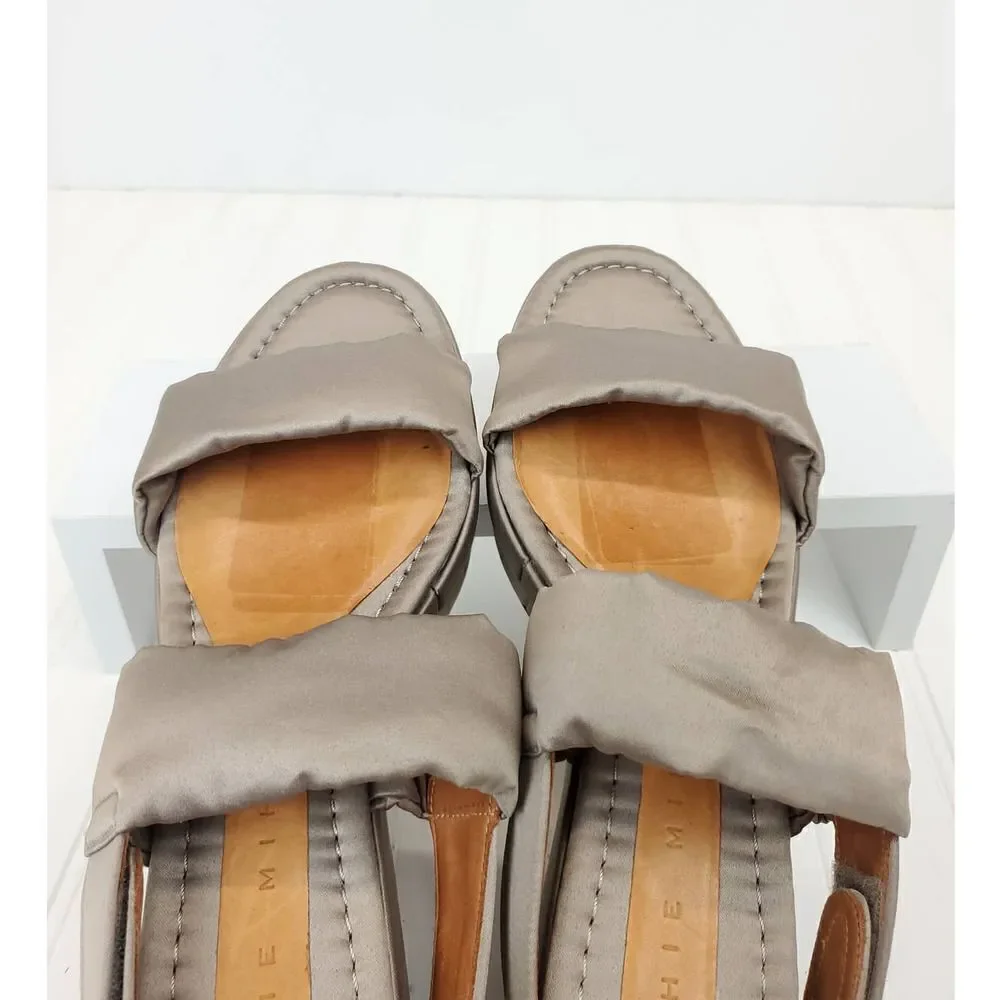 Chie Mihara Platform Sandals Satin Fabric in Sand Color
